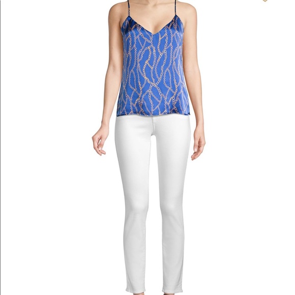 L'AGENCE Tops - L'Agence Jane Chain-Print Silk Spaghetti-Strap Top